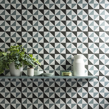 Stonehouse Studio Matlock Teal Patterned Wall and Floor Tiles - 225 x 225mm