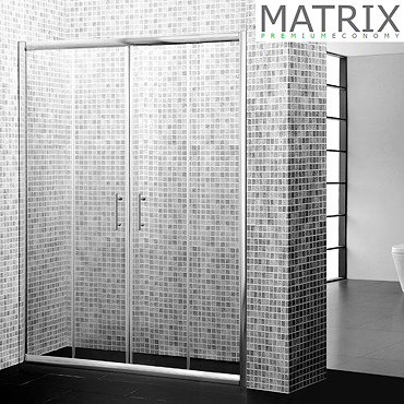 Matrix 1850mm Premium Economy Double Sliding Shower Door 6mm Profile Large Image
