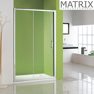 Matrix H1850mm x W1000mm Premium Economy Single Sliding Shower Door 6mm - SPE10 Profile Large Image