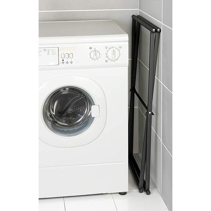 Matt Black Freestanding Foldable Towel Rack Feature Large Image
