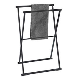 Matt Black Freestanding Foldable Towel Rack Medium Image