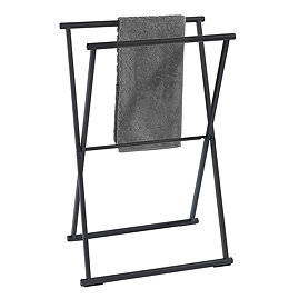 Matt Black Freestanding Foldable Towel Rack Large Image