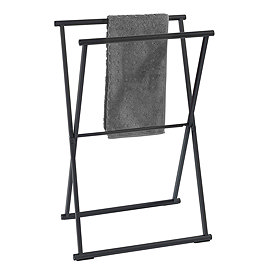 Matt Black Freestanding Foldable Towel Rack Large Image