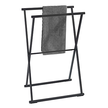 Matt Black Freestanding Foldable Towel Rack  Profile Large Image