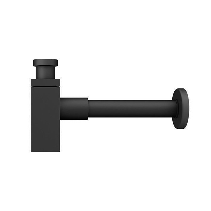 Arezzo Square Matt Black Modern Basin Bottle Trap  Standard Large Image