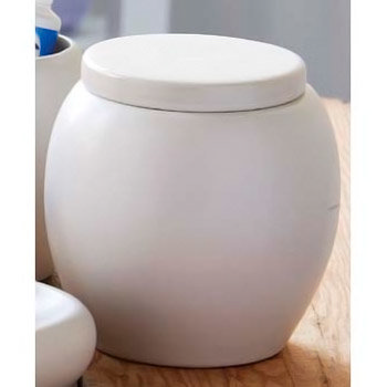 Matt Finish Cream Oval Shaped Storage Jar - 1601218 Large Image