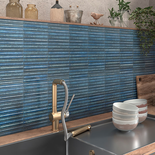 Matteo Fluted Blue Wall Tiles - 150 x 300mm