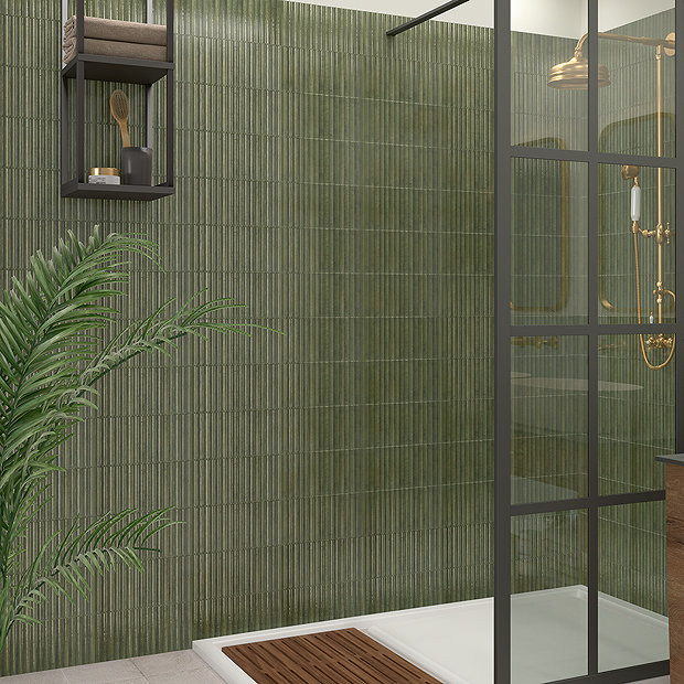 Matteo Fluted Green Wall Tiles - 150 x 300mm