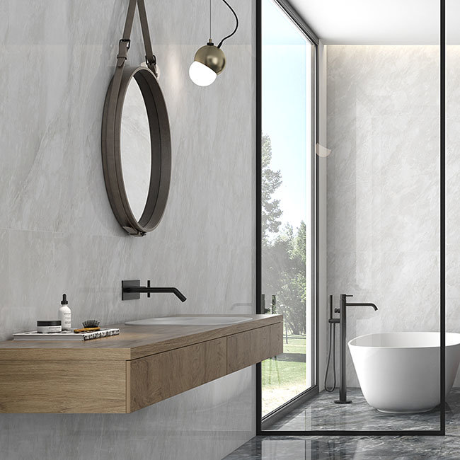 Mauro Grey Marble Effect Wall & Floor Tiles - 600 x 600mm Large Image