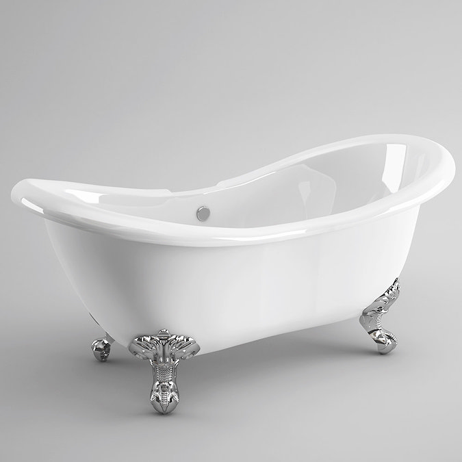 Mayfair 1760 x 740 Double Ended Slipper Freestanding Bath with Chrome Leg Set In Bathroom Large Image