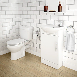 Melbourne Close Coupled Toilet with 420mm Cabinet + Basin Set Large Image