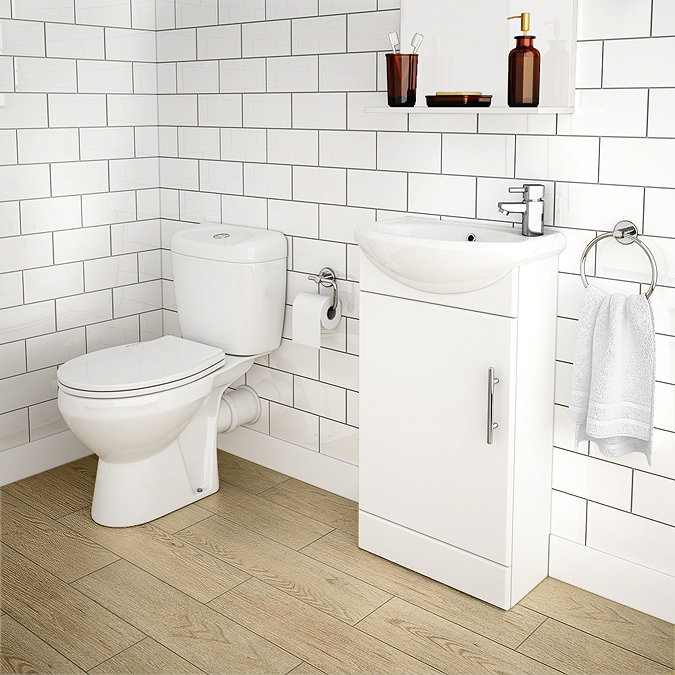 Melbourne Close Coupled Toilet with 420mm Cabinet + Basin Set Large Image