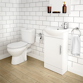 Melbourne Close Coupled Toilet with 420mm Cabinet + Basin Set Large Image