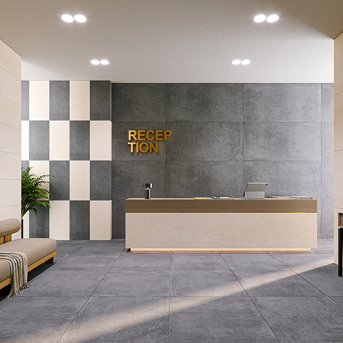Meldola Graphite Concrete Effect Wall and Floor Tiles - 300 x 600mm