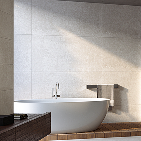 Meldola Light Grey Concrete Effect Large Format Wall and Floor Tiles - 600 x 1200mm