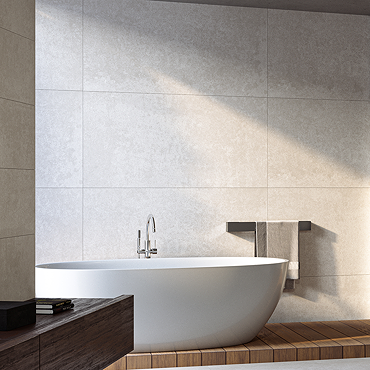 Meldola Light Grey Concrete Effect Large Format Wall and Floor Tiles - 600 x 1200mm