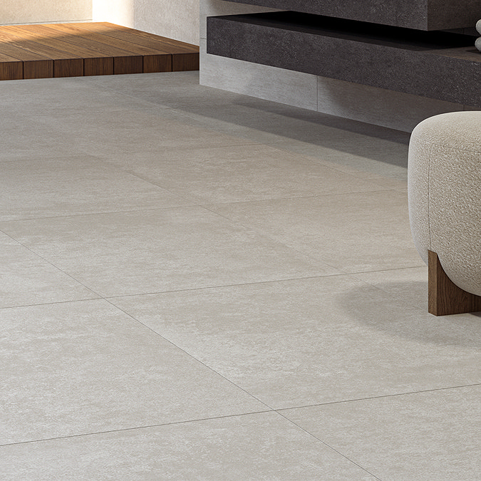 Meldola Light Grey Concrete Effect Wall and Floor Tiles - 600 x 600mm