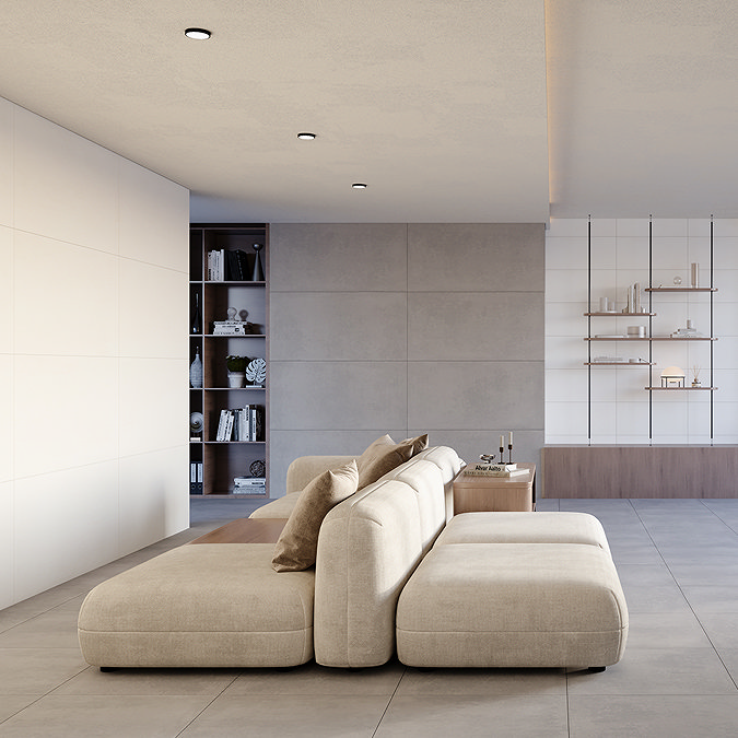 Meldola White Concrete Effect Large Format Wall and Floor Tiles - 600 x 1200mm
