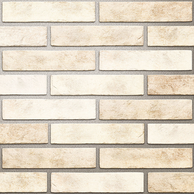 Melo Beige Rustic Brick Effect Wall Tiles - 250 x 60mm  Feature Large Image