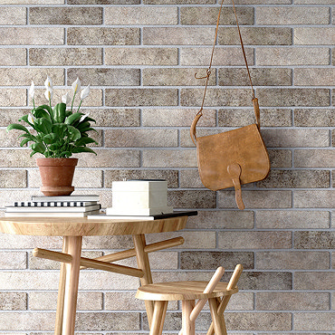Melo Grey Rustic Brick Effect Wall Tiles - 250 x 60mm  Profile Large Image