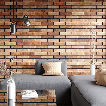 Melo Orange Rustic Brick Effect Wall Tiles - 250 x 60mm  Profile Large Image