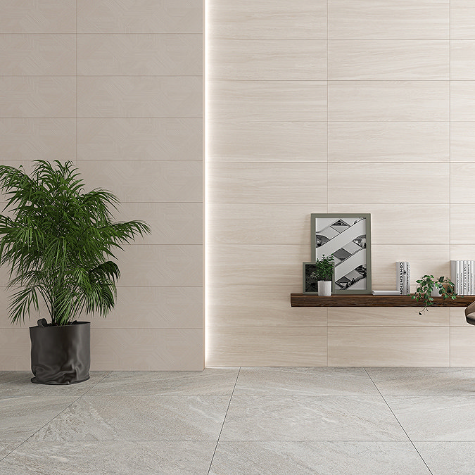 Meloa Decor Cream Wood Effect Wall Tiles - 300 x 900mm  Feature Large Image