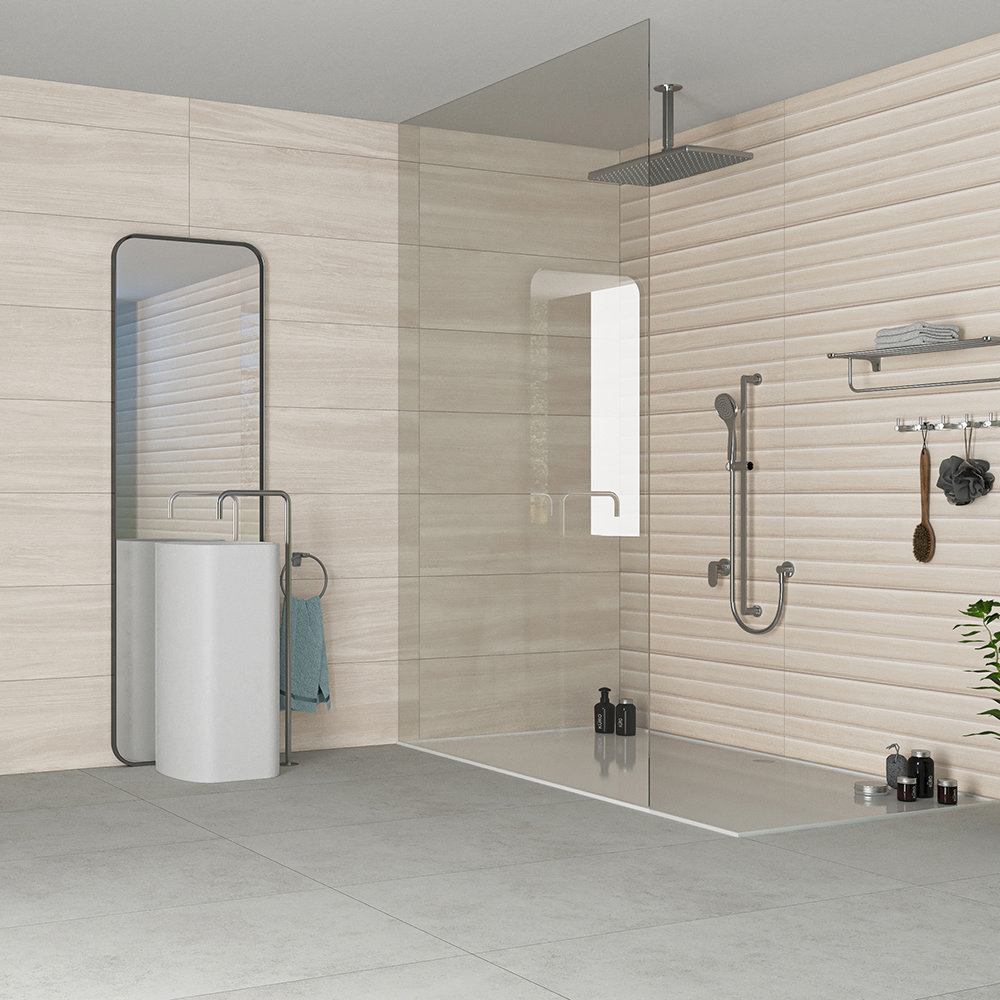 Meloa Linear Cream Wood Effect Wall Tiles 300 x 900mm