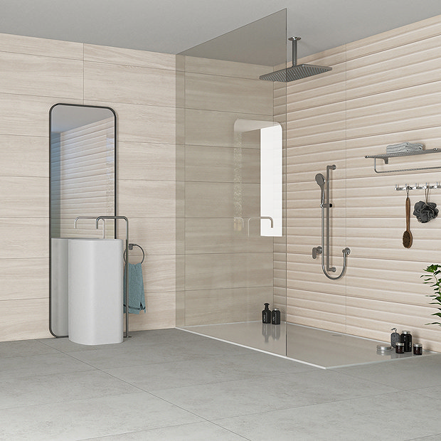 Meloa Linear Cream Wood Effect Wall Tiles - 300 x 900mm  Standard Large Image