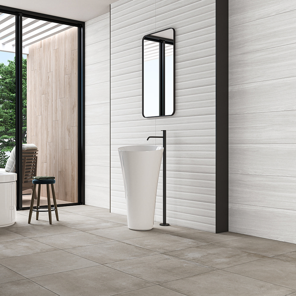 Meloa Linear Pearl Wood Effect Wall Tiles 300 x 900mm