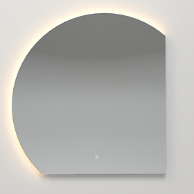Mercury LED Backlit Circular Corner Fix Mirror 830 x 870mm with Anti-Fog and Touch Sensor (Right Hand Version)