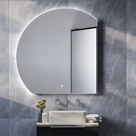 Mercury LED Backlit Circular Corner Fix Mirror 830 x 870mm with Anti-Fog and Touch Sensor (Right Hand Version)