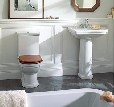 Mere - Aristo Bathroom Suite with Walnut Soft Close Seat Profile Large Image