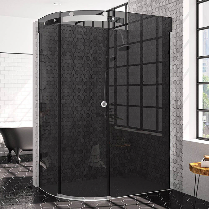 Merlyn 10 Series 1200 x 900mm LH Smoked Black Glass 1 Door Offset Quadrant Enclosure Large Image