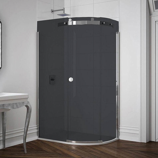Merlyn 10 Series 1200 x 900mm RH Smoked Black Glass 1 Door Offset Quadrant Enclosure  In Bathroom La
