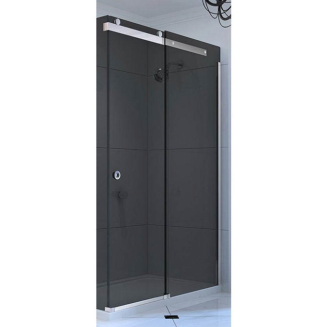 Merlyn RH 10 Series Smoked Black Glass Sliding Door  In Bathroom Large Image