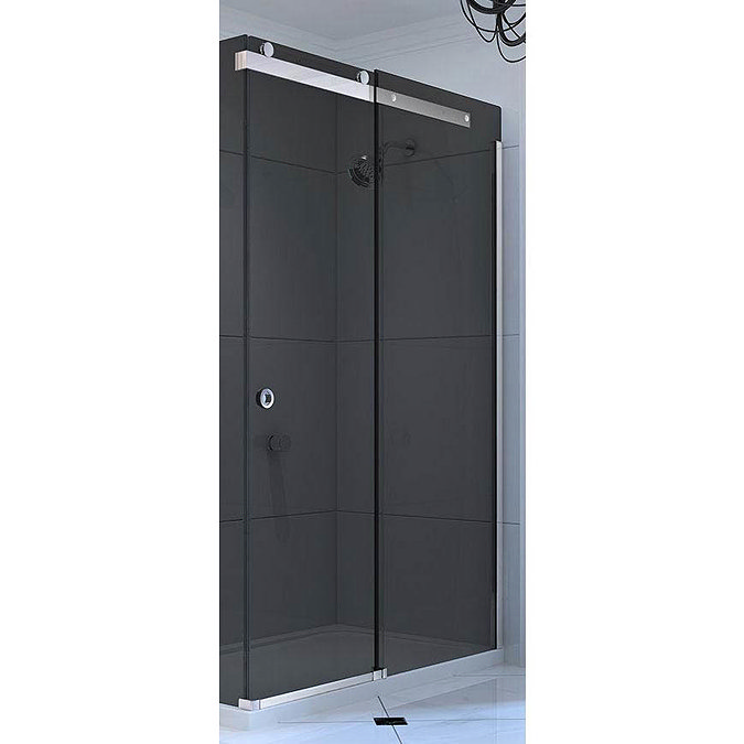 Merlyn RH 10 Series Smoked Black Glass Sliding Door In Bathroom Large Image