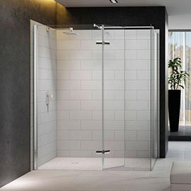 Merlyn 8 Series Walk In Enclosure with Hinged Swivel & End Panel - 1400 x 800mm