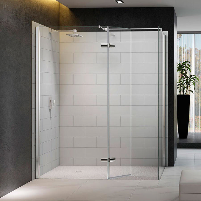 Merlyn 8 Series Walk In Enclosure with Hinged Swivel & End Panel - 1500 x 900mm