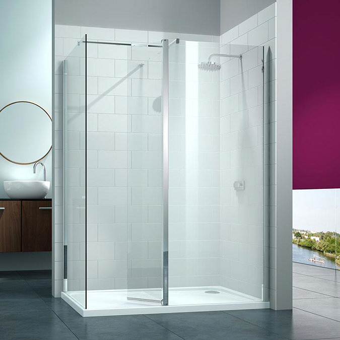 Merlyn 8 Series Walk In Enclosure with Swivel & End Panel - 1200 x 800mm Large Image