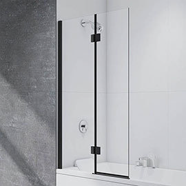 Merlyn Black 2 Panel Hinged Bath Screen (900 x 1500mm) Medium Image