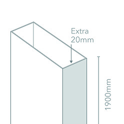 Diagram showing the Merlyn IQ chrome side panel extension profile, illustrating how the profile adds extra width to a side panel installation.