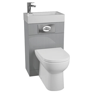 Metro 500 Gloss Grey Combined 2-In-1 Wash Basin + Toilet  Profile Large Image