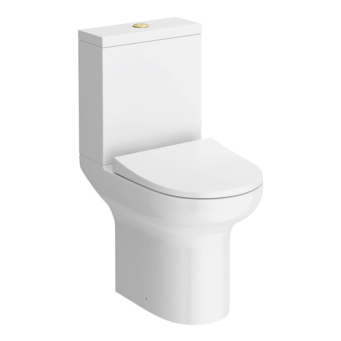 Metro Compact Toilet (Brushed Brass Flush + Hinges) 555mm Projection