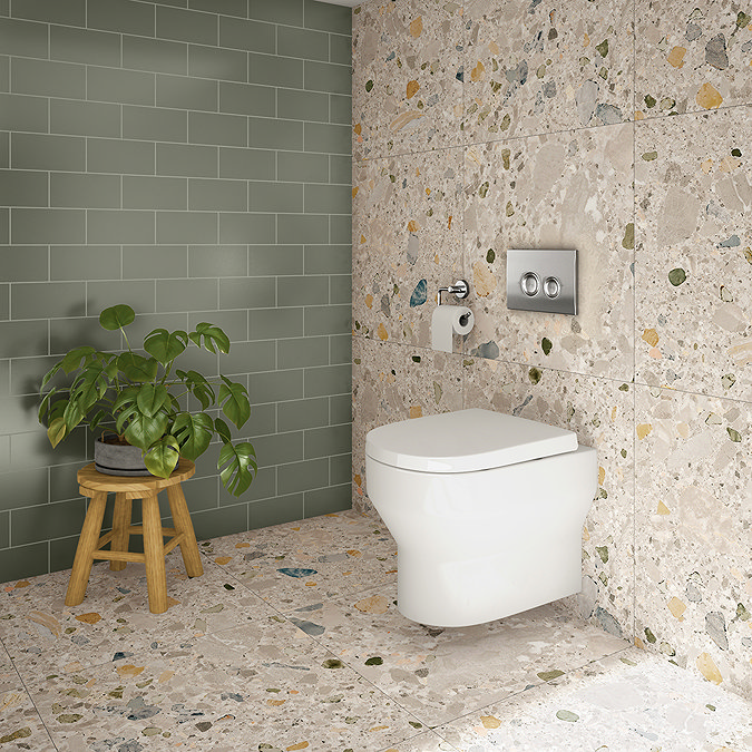 Metro Complete Wall Hung Toilet Set - Chrome Round Button Flush