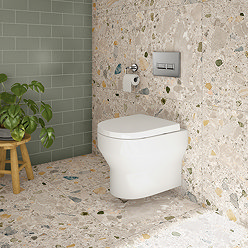 Metro Complete Wall Hung Toilet Set - Chrome Square Button Flush