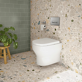 Metro Complete Wall Hung Toilet Set - Chrome Square Button Flush