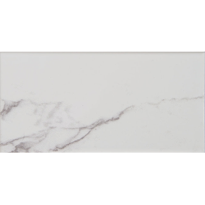Metro Flat Wall Tiles - Carrara Marble - 20 x 10cm  In Bathroom Large Image