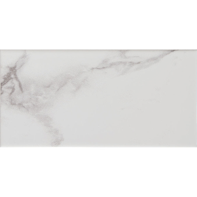 Metro Flat Wall Tiles - Carrara Marble - 20 x 10cm  additional Large Image