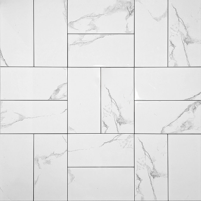 Metro Flat Wall Tiles - Carrara Marble - 20 x 10cm