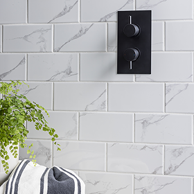 Victoria Metro Flat Wall Tiles - Carrara Marble - 20 x 10cm